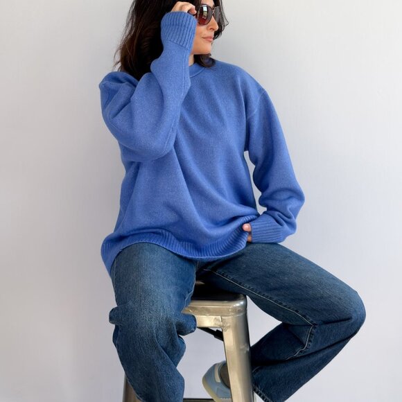 Women’s Oversized Open-Back Sweater in Cobalt Blue - Picture 12 of 13